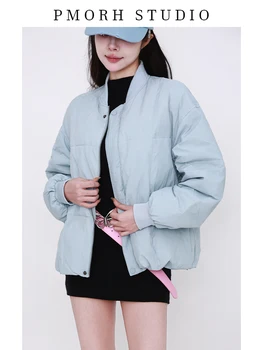 Parka gotico blu da donna soprabito cappotto caldo oversize coreano anni '90 giacca imbottita a maniche lunghe Harajuku vintage abbigliamento invernale 1