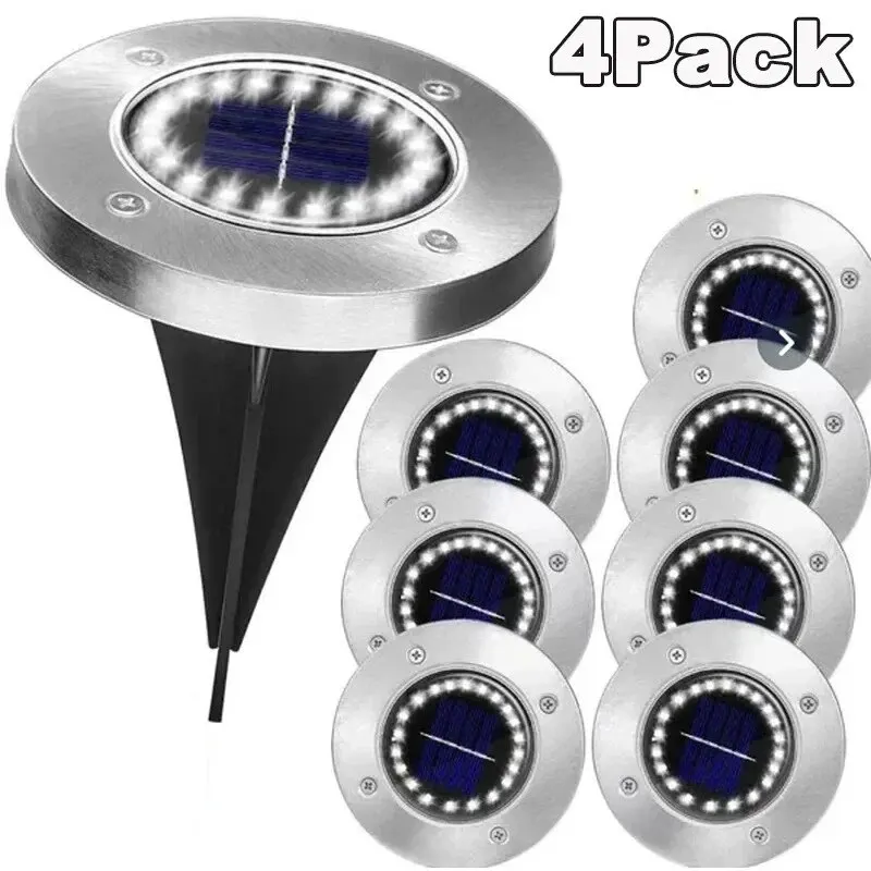 8LED Solar Power Disk Light Outdoor Garden Solar Underground Light Deck Spotlight 4 Pcs buried Led Lamp led solar spotlight