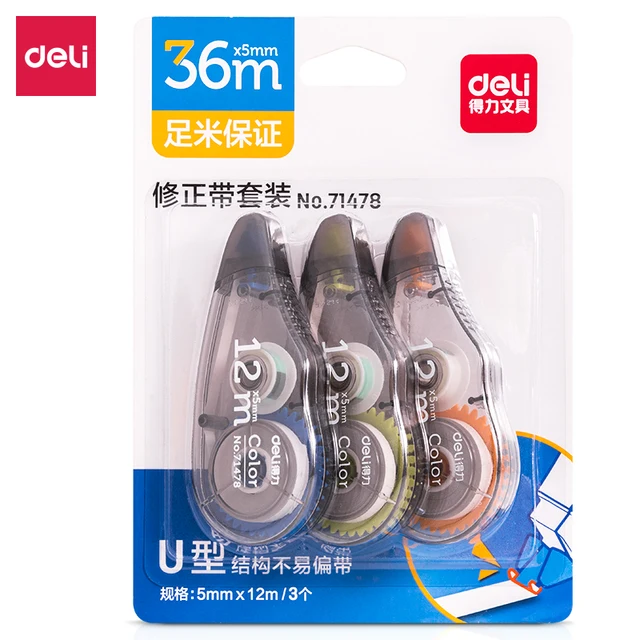 Large Capacity Correction Tape, 36m/118ft Total, Affordable Packs, Student Correction Tape, White, 3Pcs/Set 1