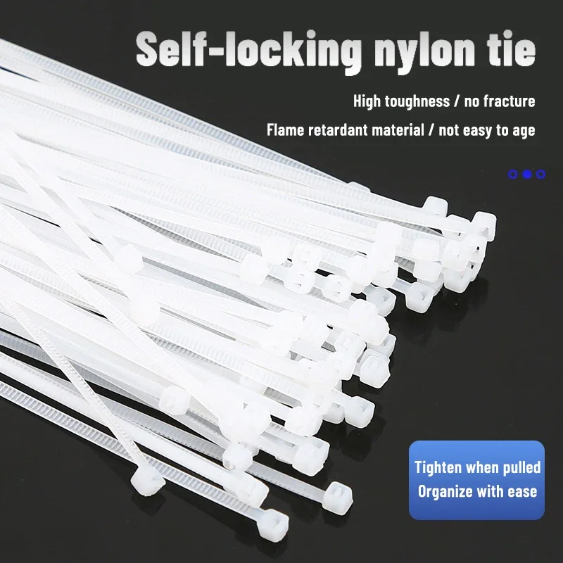 Cable Ties 100pcs Strong Self-Locking Nylon Plastic Cable Tie Buckle