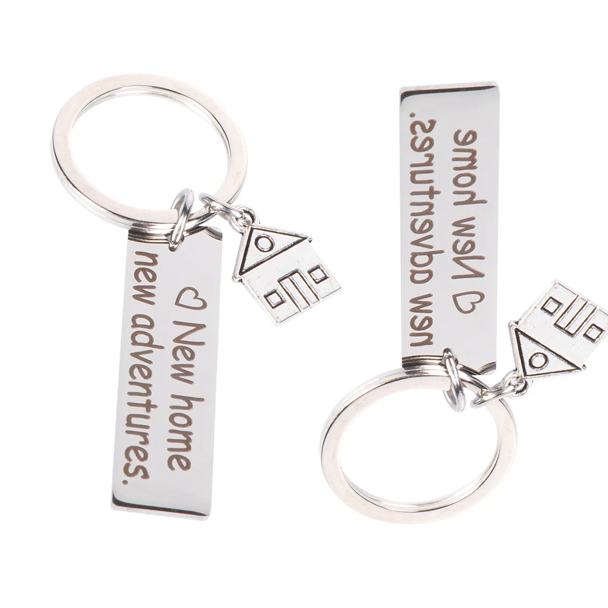 

2Pcs Stainless Steel Keychains Unique Key Rings for New Home Housewarming Gifts Bag Hanging Ornaments