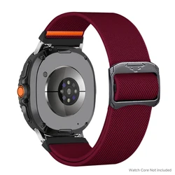 Nylon Elastic Sport Band in Midnight Black - Versatile Adjustable Strap Bracelet for Galaxy  8 44mm (Wine Red Sliver)