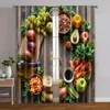 2pcs, Popular Curtains 2D print Vibrant Fruits & Veggies Versatile Fabric (without rod) Stuff Clearance Use for Bedroom & 1