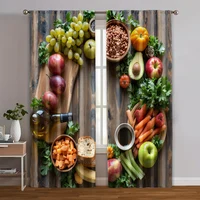 2pcs, Popular Curtains 2D print Vibrant Fruits & Veggies Versatile Fabric (without rod) Stuff Clearance Use for Bedroom & 1