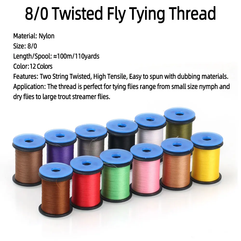1pc 8/0 Twisted Fly Tying Thread High Tensile Line Dry Fly Midge Nymph Streamer Tying Material