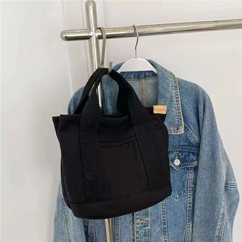 

Handbag With A Partition Layer Leisure Portable Solid Colour Girls Bento Lunch Box Bag Canvas Bag Gift Bag