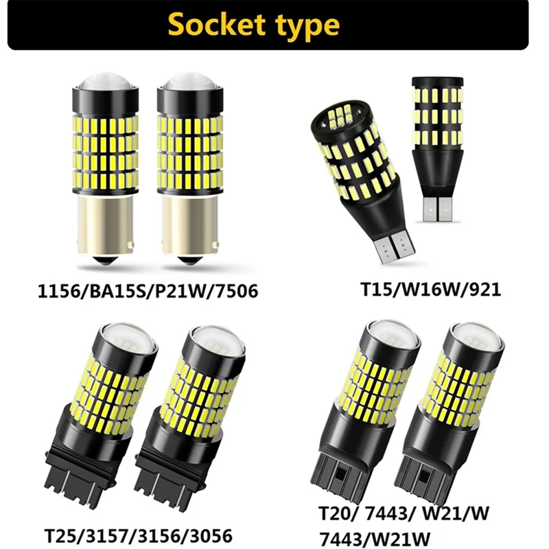 AUXITO 2개입 캔버스 P21W 1156 BA15S LED 전구 주간 주행등 DRL 램프 T20 7443 7440 W21W 3157 T15 LED 자동차 후진등