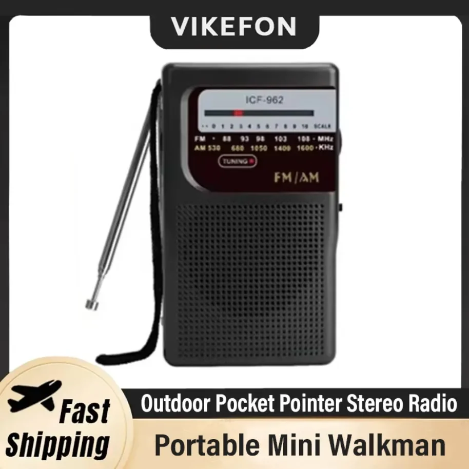 ICF-962 AM/FM Outdoor Radio Stereo Radio Pocket Pointer Radio 2 x AA Battery Operated for Indoor Outdoor Camping Emergency Us