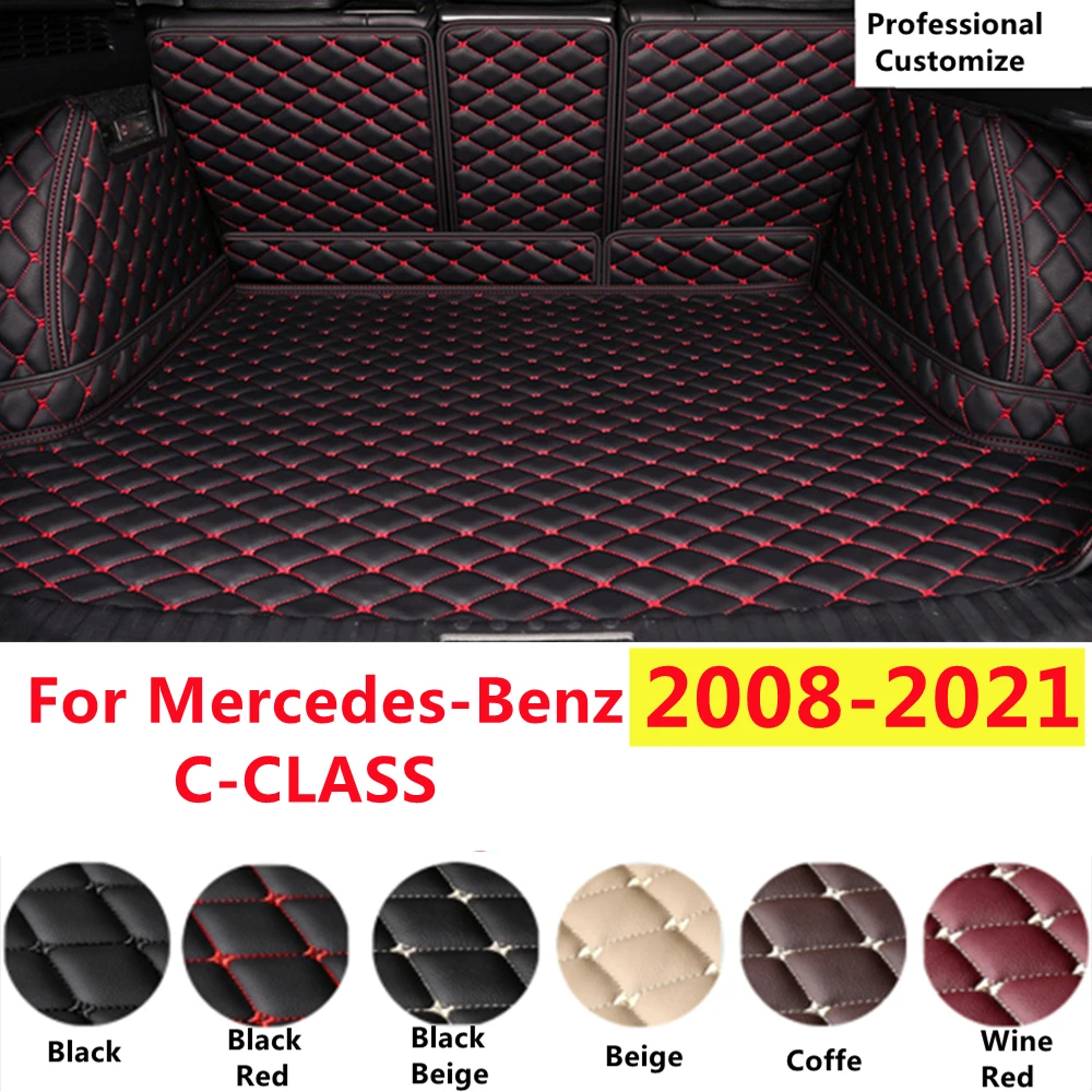 

SJ Full Set Custom Fit For Mercedes-Benz C-Class XPE Leather Waterproof Car Trunk Mat Tail Boot Tray Liner Cargo Rear Pad Cover