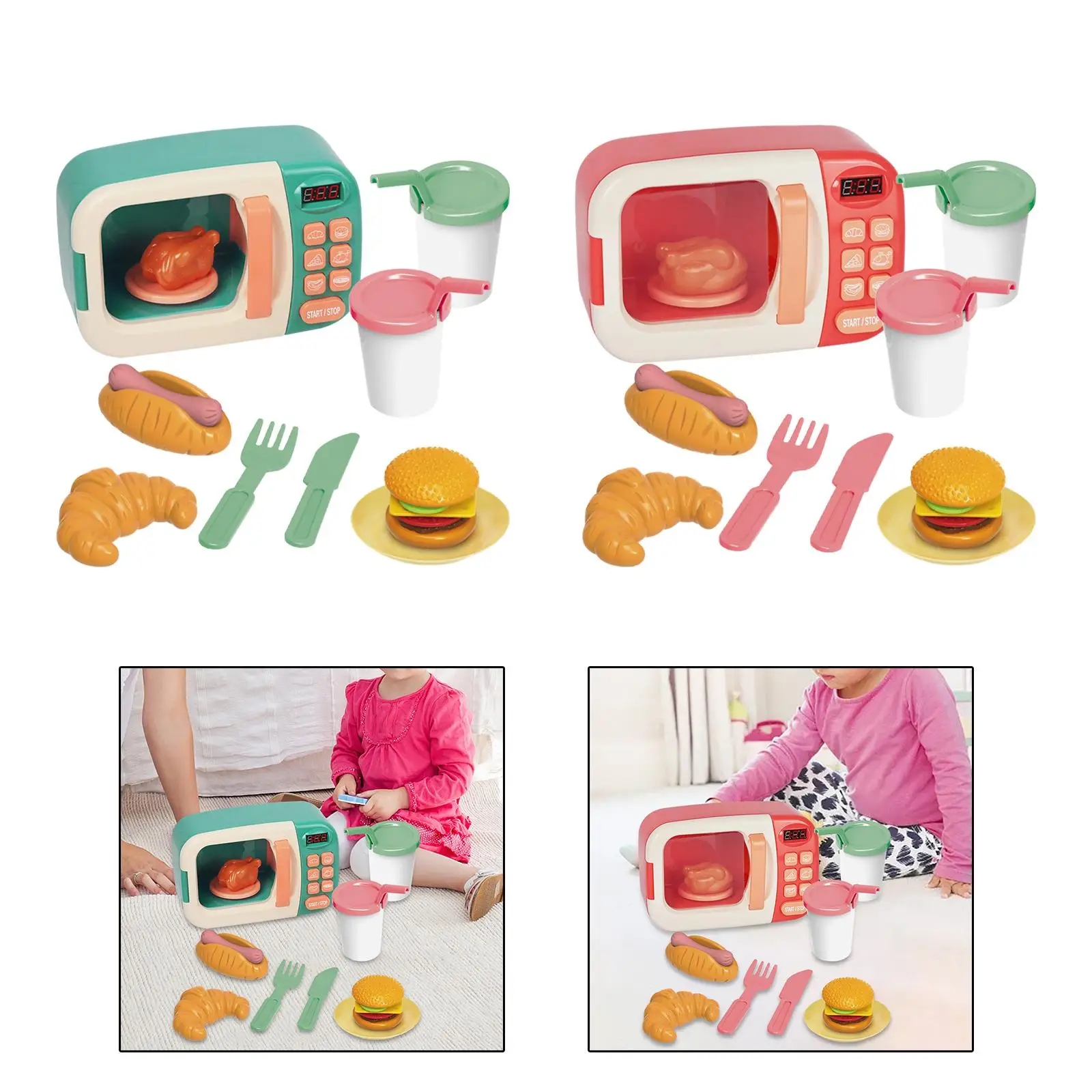 Kids Microwave Oven Toys Toddler Play Kitchen Toys Kids Valentines Gifts for Children Girls Boys 3-8 Year Old Toddlers