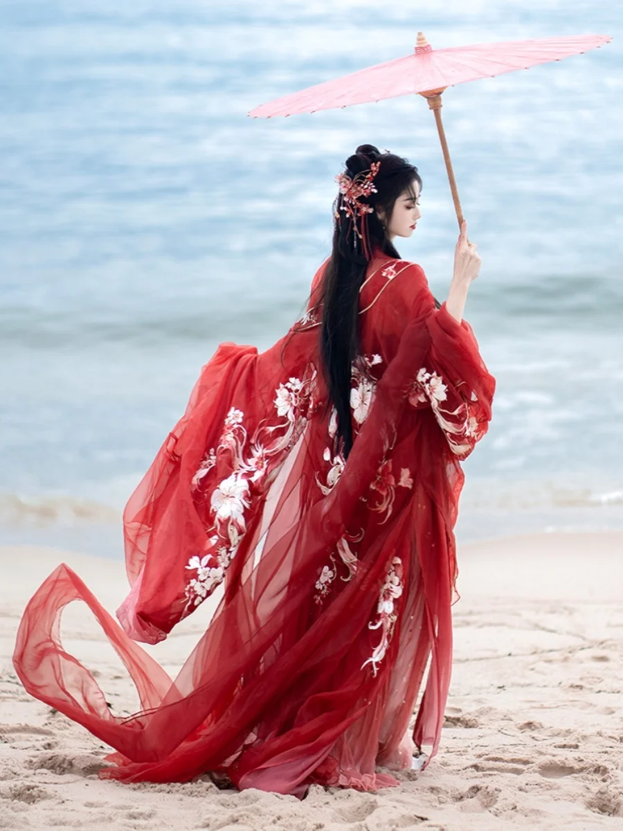 

Women's Han Chinese Clothing One-Piece Chest Embroidery Traditional Spring and Autumn Suit