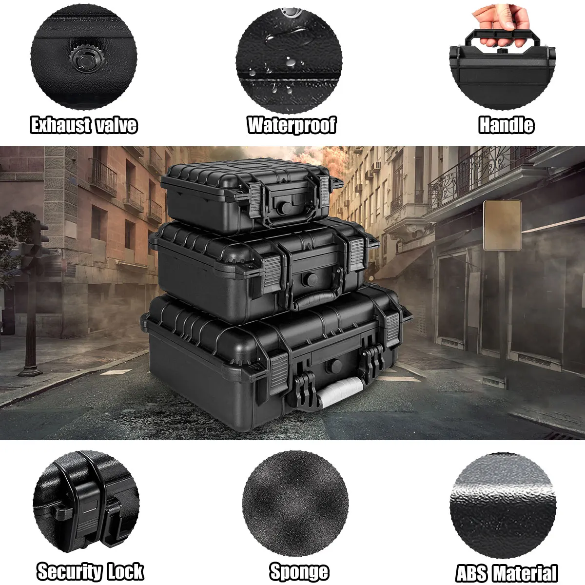 9 Sizes Tool Box ABS Plastic Hard Carry Case Safety Equipment Instrument Case Portable Tool Box Impact Resistant Foam