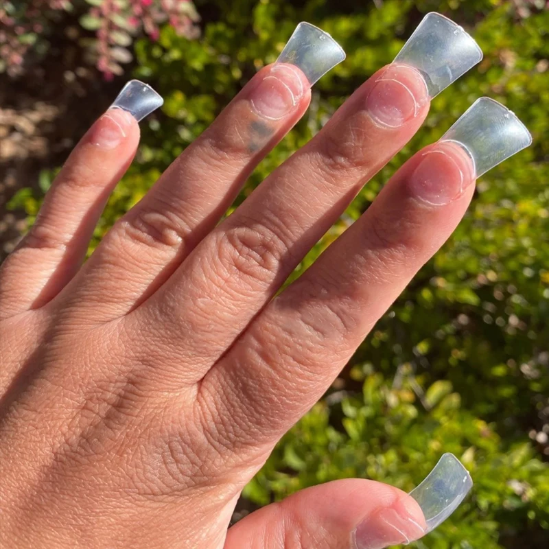 

500pcs Duck Feet Acrylic Nail Tips Duck Fan Flare Style False Nail French Tips Wide Nails Extension System Accessories Manicure