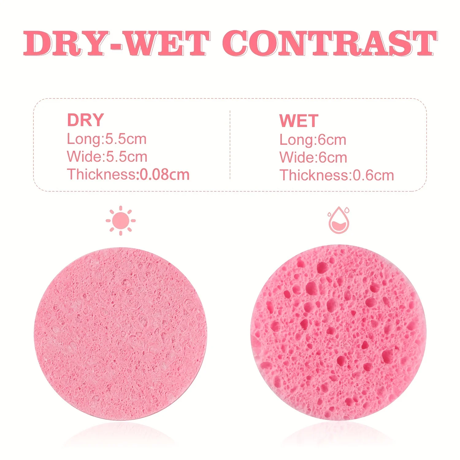 Makeup Sponges Compressed Facial Round Cellulose Natural Cosmetic Spa for Face Cleansing Massage