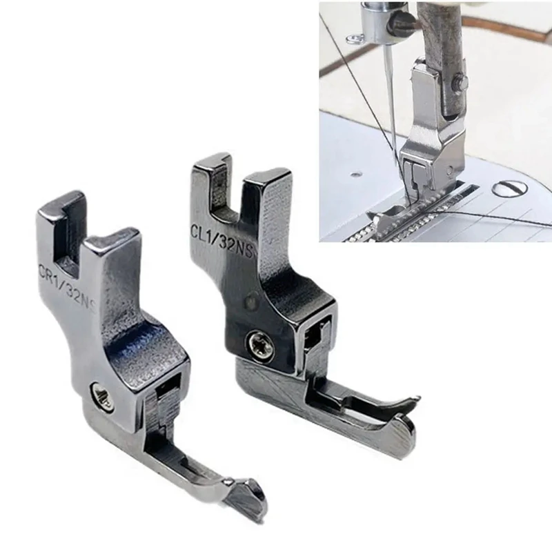 2Pcs Narrow Guide Presser Foot Industrial Lockstitch Sewing Machine Feet Zipper Universal Presser Feet Durable ,CR1/32NS(0.1)