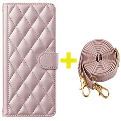 Crossbody Leather Flip Book Wallet Case - Premium Cover for Xiaomi 15T (Rose gold - Long Strap)