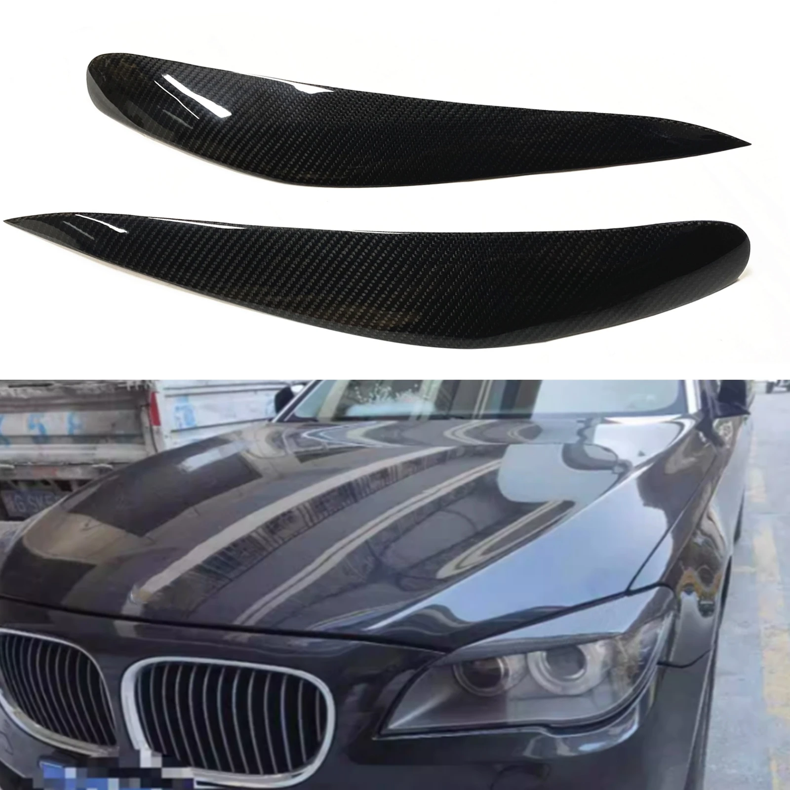 

Headlight Eyebrow For BMW 7 Series F01 F02 F03 F04 2008-2015 Headlamp Eyelid Carbon Fiber Front Head Light Lamp Cover Brow Trim