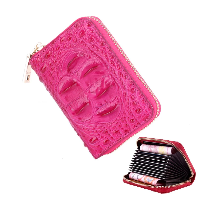 Women Multi Function Mini Zipper Wallet High Quality Casual Business Multiple Cards Coin Purses Genuine Leather Fashion Billfold