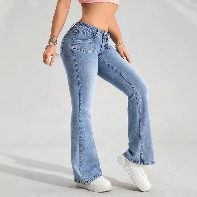 Women Solid Jeans Denim Trousers Full Lenth High Waist Zipper Pockets Slight Strech Slim Fit Y2k Streetwear Casual 2026 Autumn 2