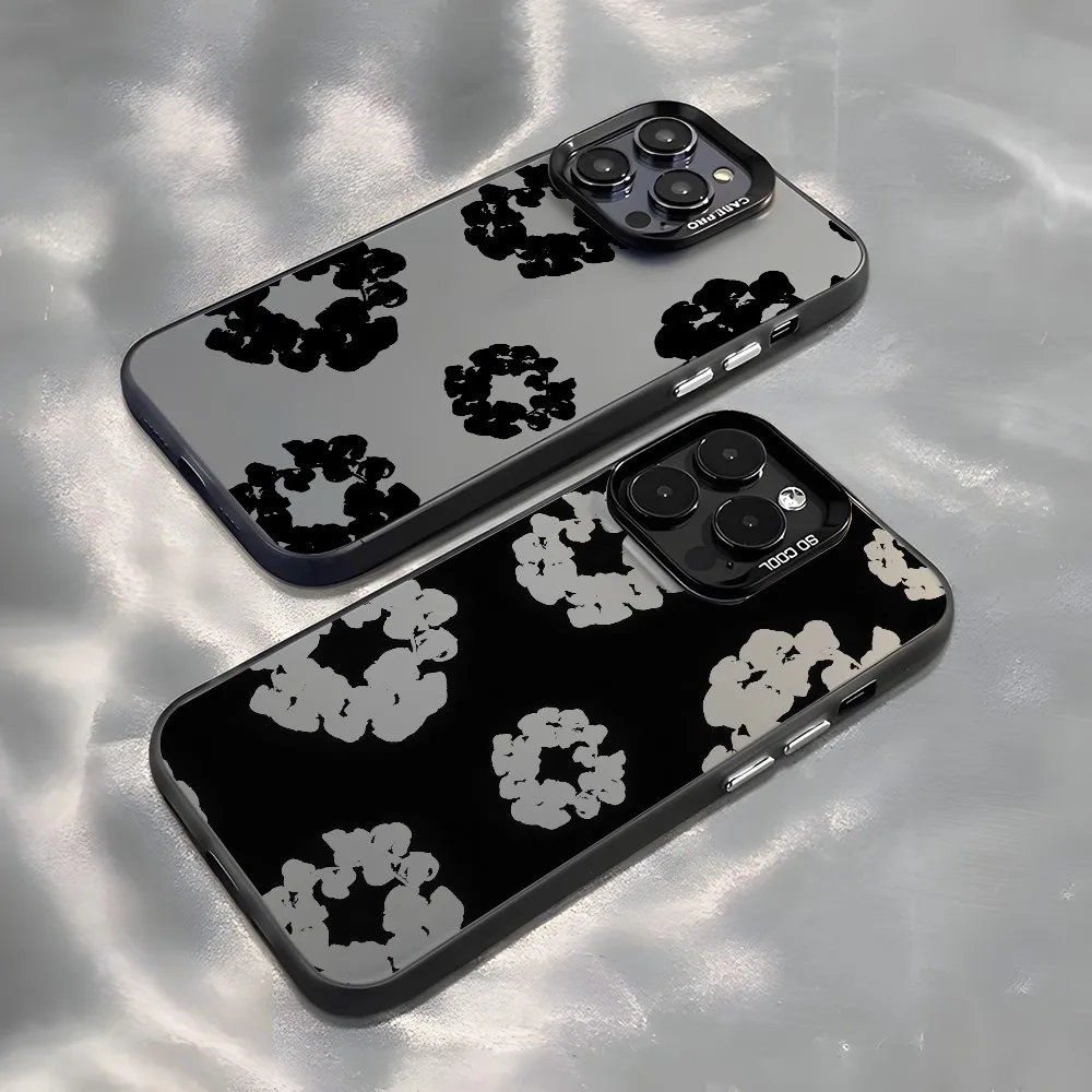 Black Flower Luxury D-Denims T-Tears Phone Case For iPhone 16 15 14 13 12 11 mini Pro Max X XR 8 Plus Anti Fall Matte Back Cover 5