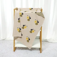 Newborn Baby Blankets Cotton Knit Sleepsack Breathable Infant Girls Boys Bed Cute Bees Quilt Stroller Swaddle Soft Cover 90*70CM 2