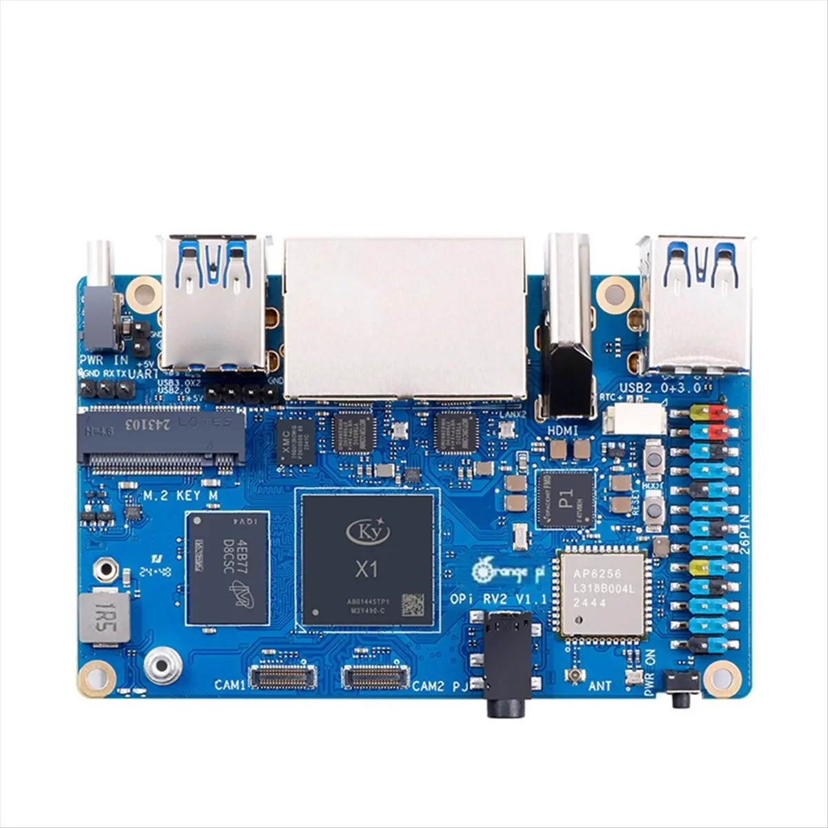 오렌지 파이 RV2 RAM 싱글 보드 컴퓨터 DDR4 8코어 RISC-V 2TOPS AI CPU WiFi PCIE SSD 미니 PC (A10R) 우분투 OS 지원 4G