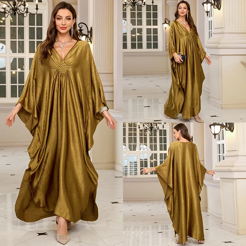 Plus Size Kaftan Dresses for Women Sparkly Glitter Batwing Sleeve Kaftan Cover Up Beach Maxi Dress Loungewear