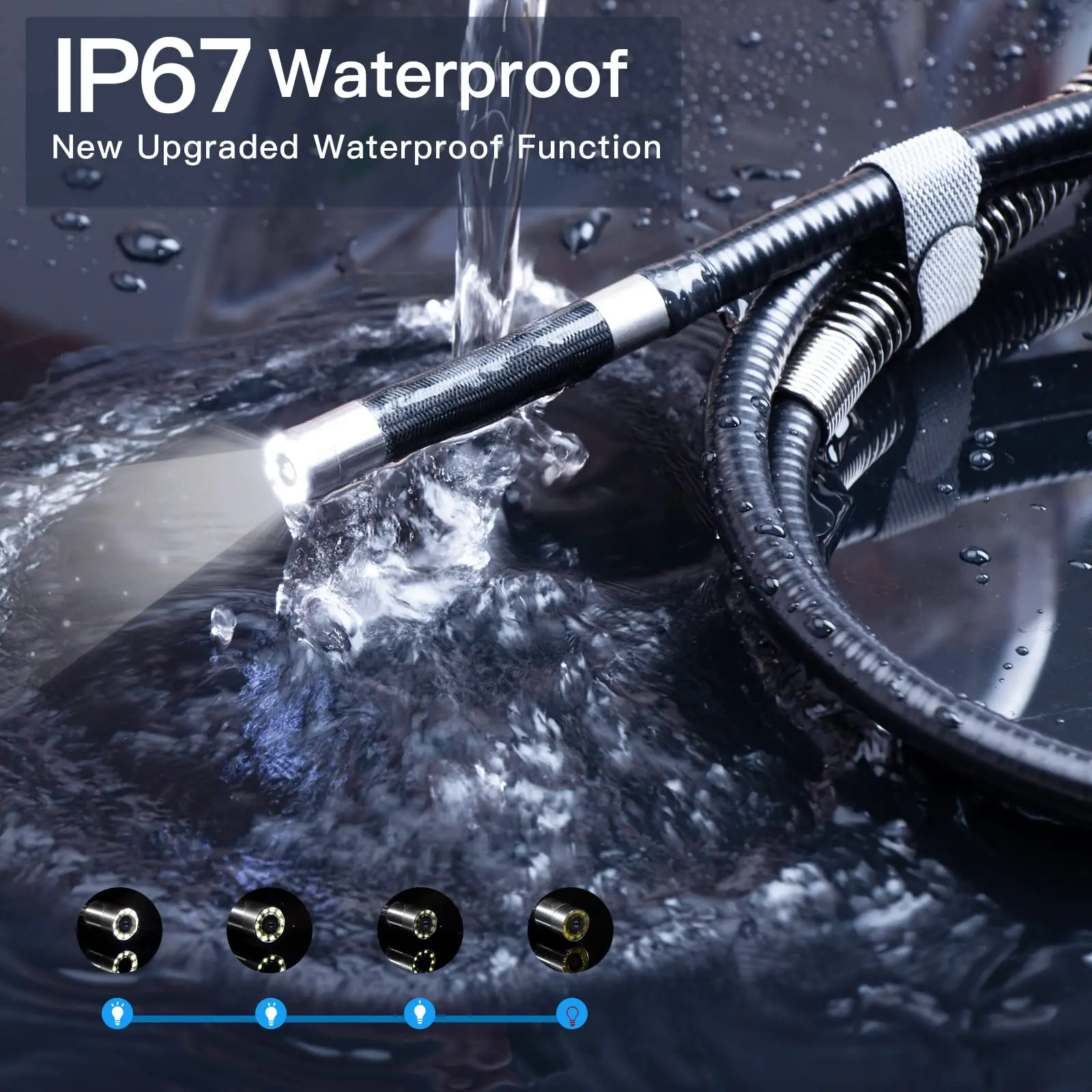 Ralcam Articulating Borescope, Two-Way 180&deg; 6.2mm Lens, 6pcs LED Lights, HD 1080P Inspection Camera for IOS&Android