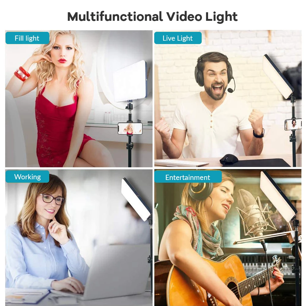 LED Video Lighting Panel com Tripé, Lâmpada