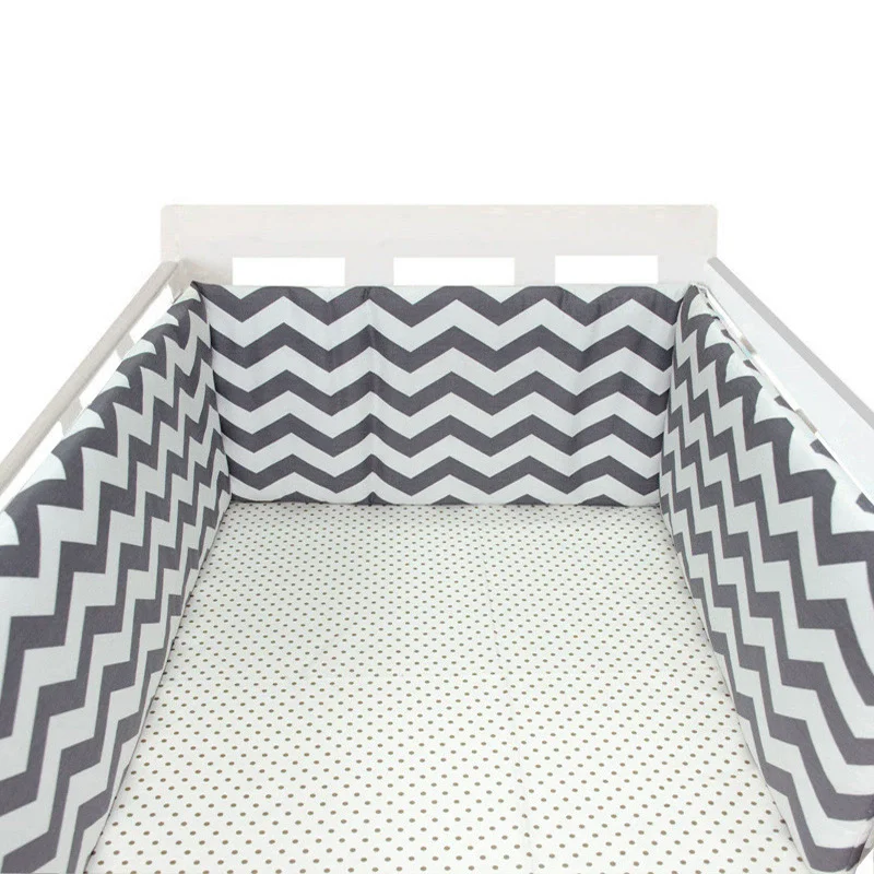 Nordic Stars Baby Bed Thick Bumper Cushion with Zipper Design, One-Piece Protector Pillow