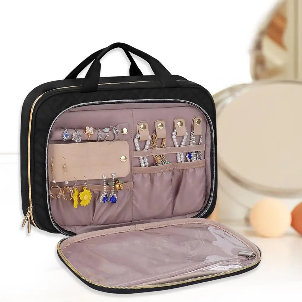 

Multi-functional Makeup Bag with Jewelry Storage Spacious Travel Toiletry Bag with Jewelry Organizer for Women for Brushes
