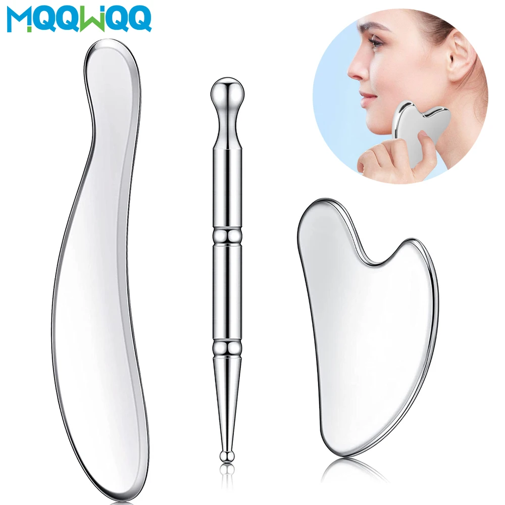 Stainless Steel Deep Tissue Massage Tool, Scraping Massage Tools Set, Manual Acupuncture Pen, Back Massager Body Face Relaxing