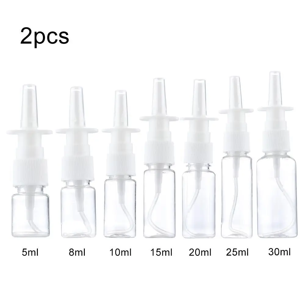 2Pcs 10ml/20ml/30ml White Empty Plastic Nasal Spray Bottles Pump Sprayer Mist Nose Spray Refillable Bottle For Medical Packaging