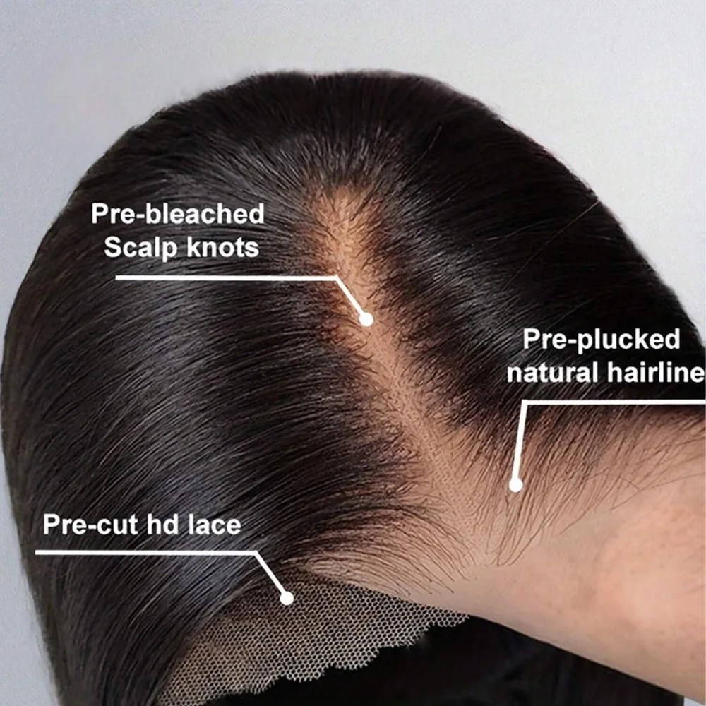 Human Hair Wigs Bone Straight 5x5 HD Lace Closure Wigs Human Hair Pre Plucked with Baby Hair for Women 26 Inch 200% Density