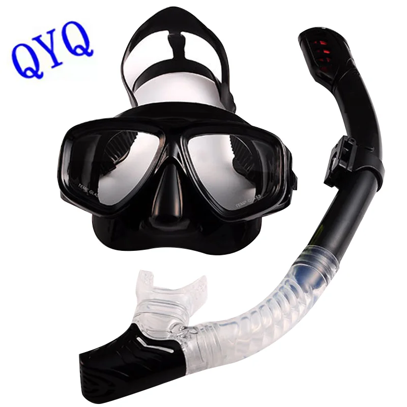 Optical Myopia Scuba Diving Mask Snorkel Set Tempered Glass,Dry Top