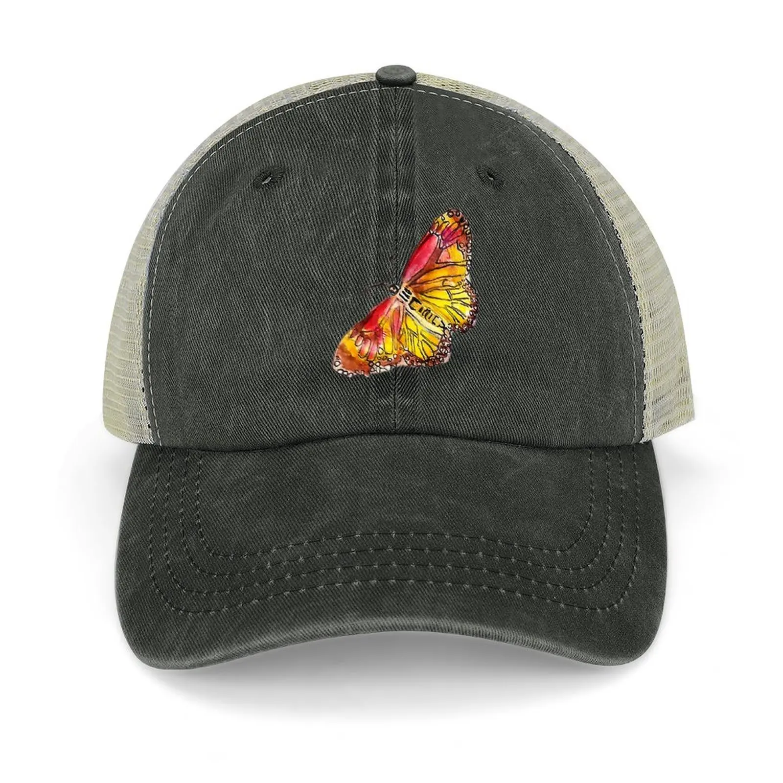 

Yellow pink Butterfly Cowboy Hat Vintage Ball Cap Men Golf Wear Women's