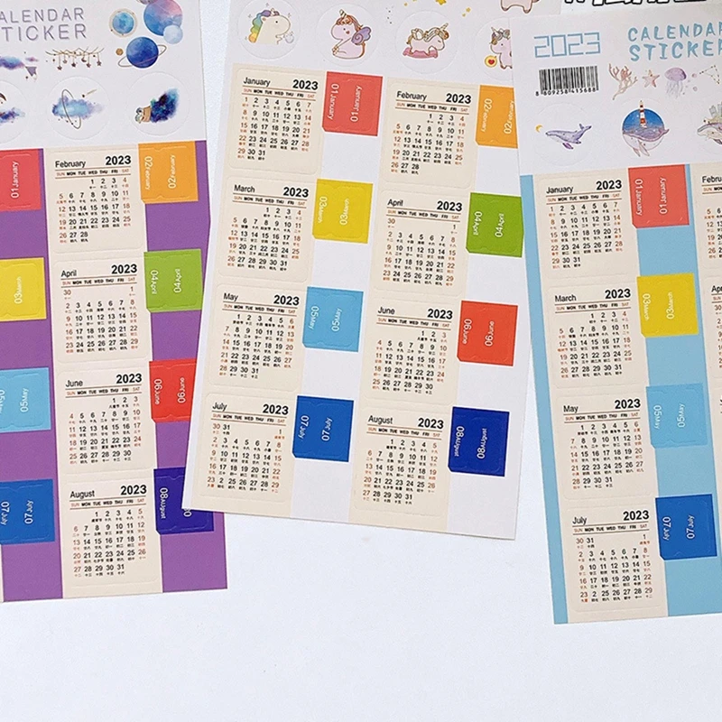 2Pcs 2023 Paper Calendar Index Page Sticker Notebook Bookmark Planner Label Refrigerator Home Wall Decoration 2pcs cartoon typewriters style place cards holders photo holders party favors wedding decoration