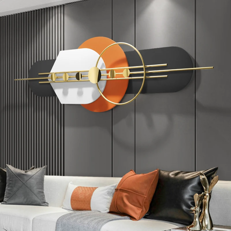 

Unique Design Modern Metal Wall Decor For Living Room Bedroom Geometric Wall Art In Gold & Orange