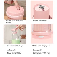 Mélangeurs rechargeables, presse-fruits frais, bleu/rose, bouteille de jus Portable Usb, Mini mélangeur électrique rapide, Machine à glaçons pour Smoothie 5
