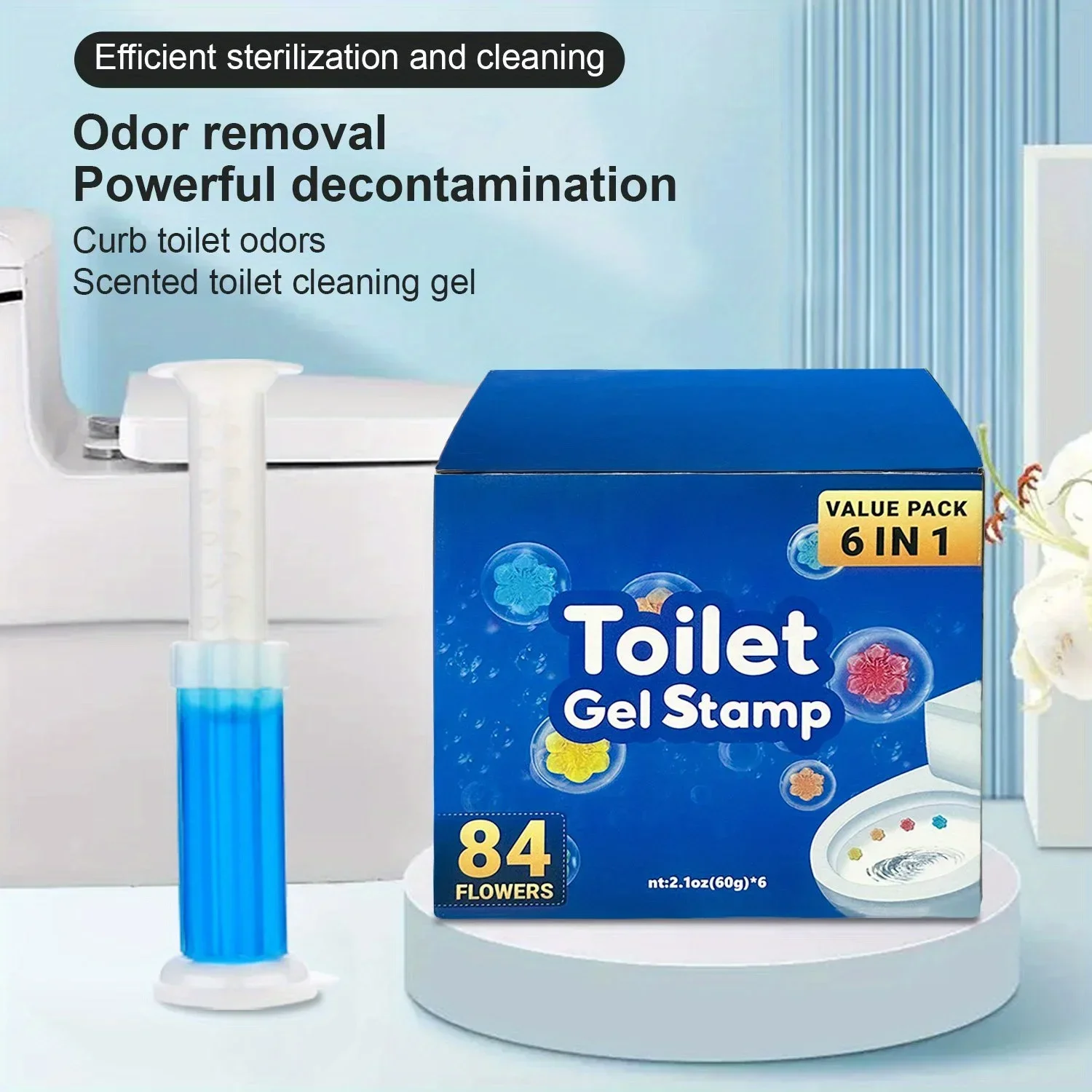 Toilet Cleaner Gel 6pcs in a box toilet cleaner gel, aromatic deodorizing air freshener, floral scented toilet freshener aromatherapy deodorizing