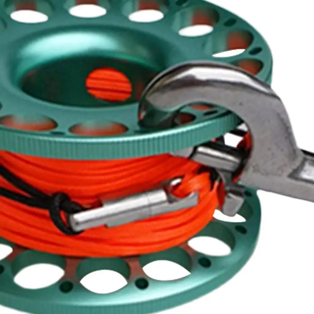 

Scuba Diving Dive Aluminum Alloy Finger Reel Spool 30m Line Bolt Snap Black