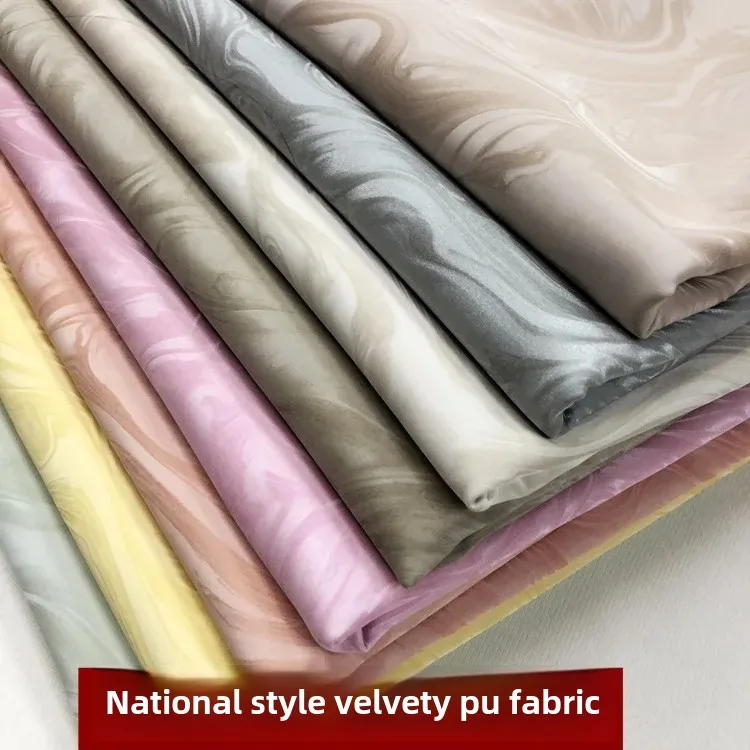 New Chinese Style PU Leather Soft Surface Fabric Silk Comfortable Soft Bag Pillow Shoe PU Leather Artificial Skin For Clothing