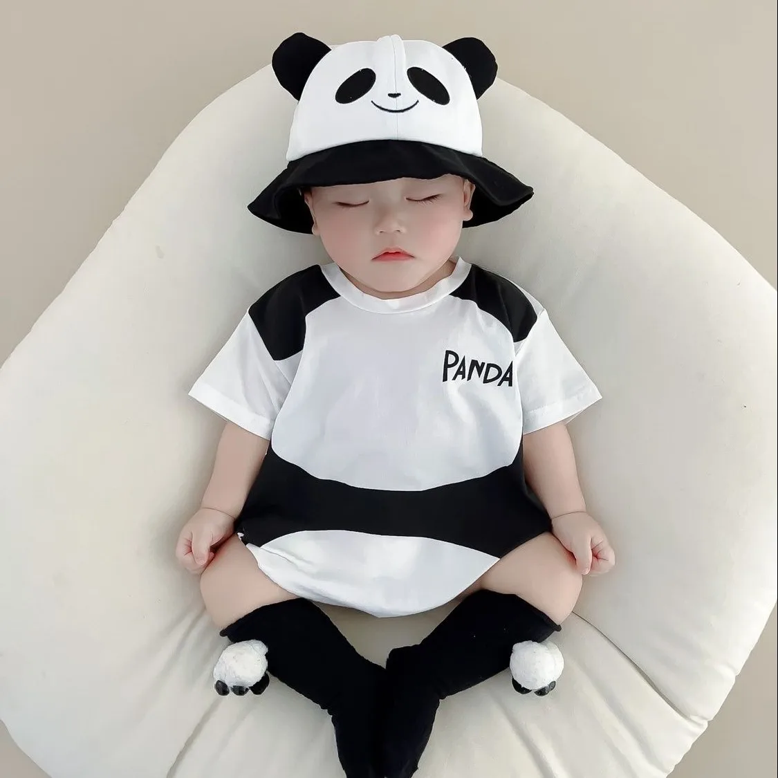 Cotton Panda jumpsuit Newborn Baby Boy Short Sleeve Jumpsuit Romper Overall Clothes 0-12 Months baby costume  ropa de bebe 3