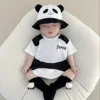 Cotton Panda jumpsuit Newborn Baby Boy Short Sleeve Jumpsuit Romper Overall Clothes 0-12 Months baby costume  ropa de bebe 3