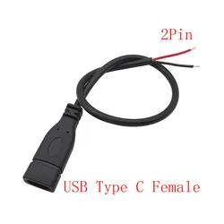 Universal USB - C Power Supply Charger Connector Cable - DIY Repair Wire, Multiple Lengths Available - 2M (2pin Type C Female)