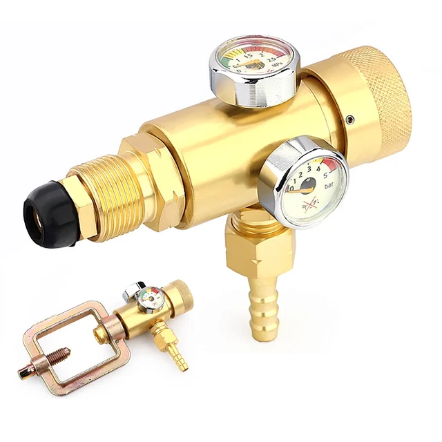 วาล์วควบคุมแรงดันออกซิเจนทองเหลืองแบบปรับได้ พร้อมเกจวัดแรงดัน สำหรับก๊าซเชื่อมอะเซทิลีน/โพรเพน เครื่องควบคุมแรงดันก๊าซเชื่อมทองเหลือง 1
