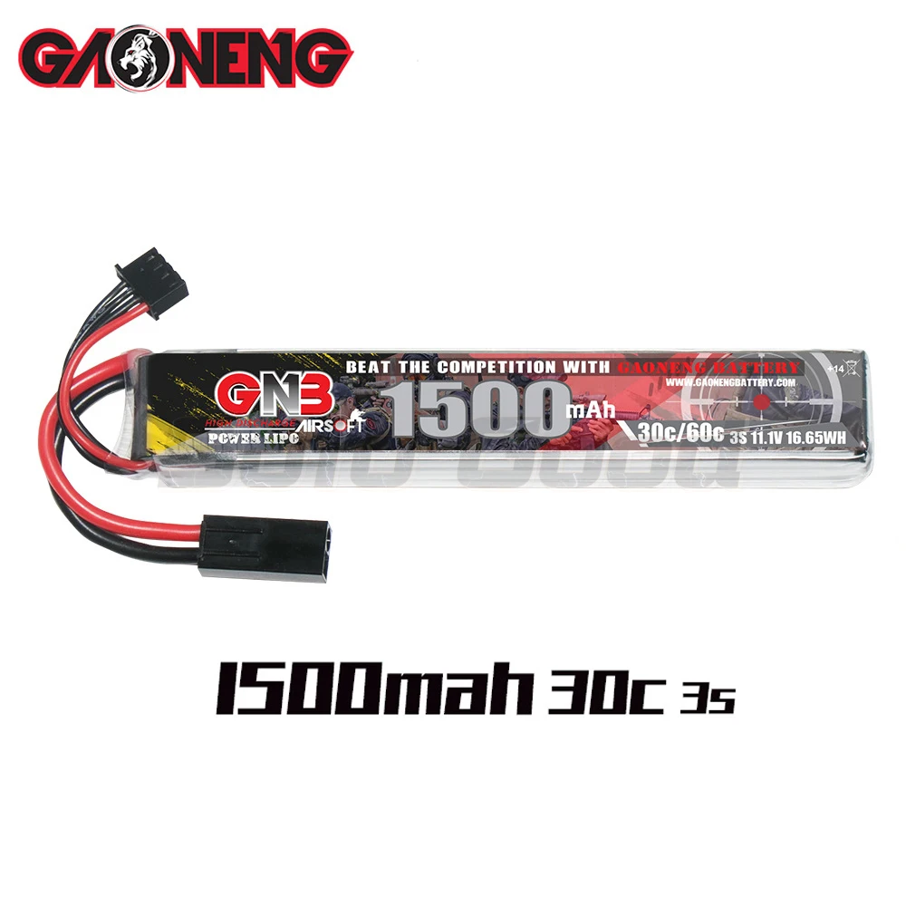 GAONENG GNB 3S 11.1V 1500mAh 30C SM LiPo Battery AirSoft Air Gun