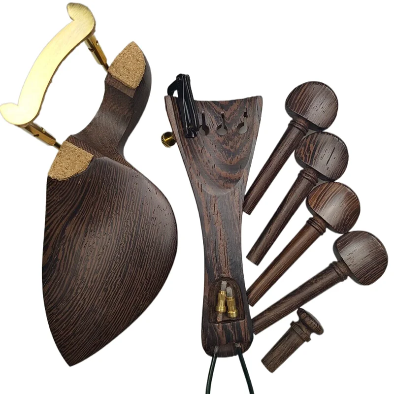 Wenge Wood 바이올린 액세서리 부품 세트 키트 아름다운 바이올린 페그 Chinrest Tailpiece 4/4 Full Size