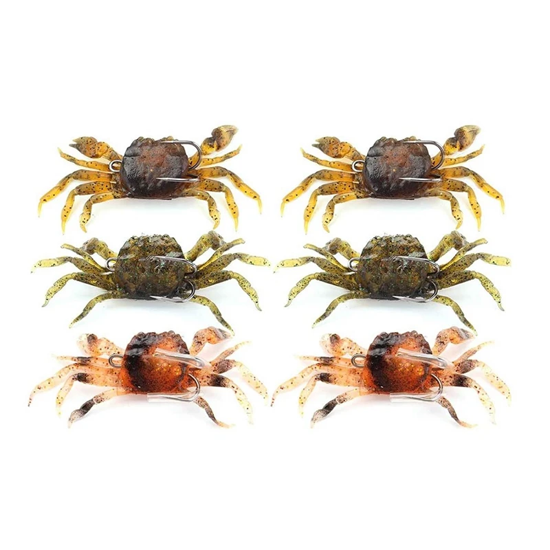 6 Pieces Crab Fishing Lure Kit,Simulated Crabs Baits Artificial Fish