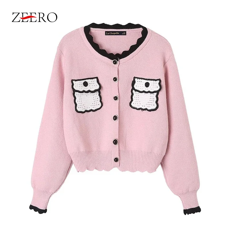 

Осенне-зимнее женское повседневное однобортное трикотажное пальто с круглым вырезом, милое женское свободное трикотажное пальто Y2k